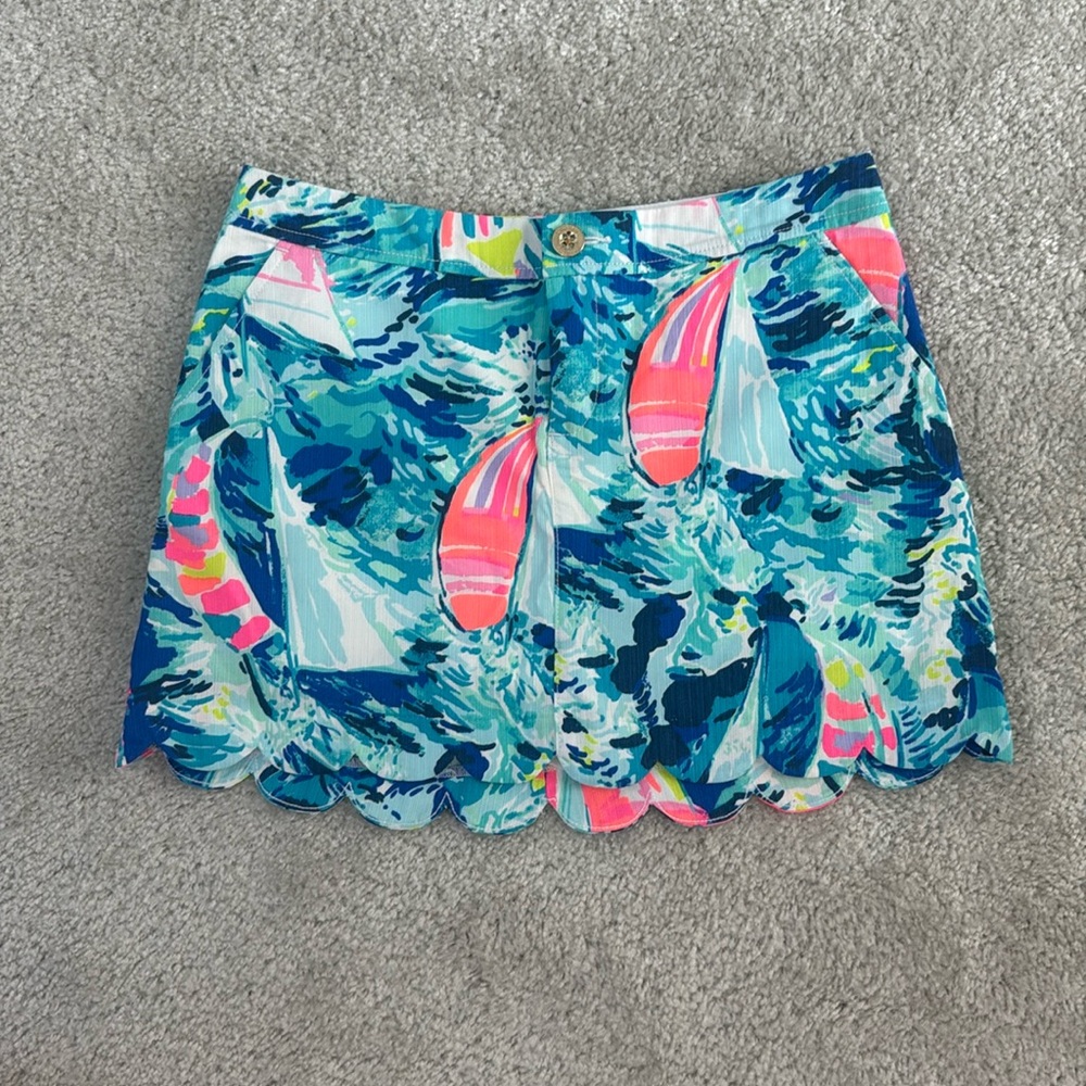 Lilly Pulitzer Blue and Pink Mini Skirt